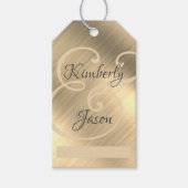 DIY His/Her Script Names, Tan/Gray, Yel金ゴールドメタル ギフトタグ (正面)
