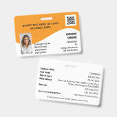 DIY IDカードオレンジ色の白い写真ロゴテンプレート バッジ (正面&裏面)