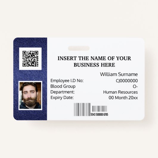 DIY IDカードクラシックシンプルの写真ロゴ青 バッジ (正面)
