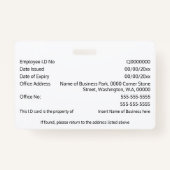 DIY IDカードクラシックシンプルの写真ロゴNOバーコード バッジ (裏面)