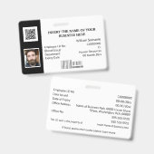 DIY IDカードクラシックシンプル写真ロゴ白黒 バッジ (正面＆裏面)