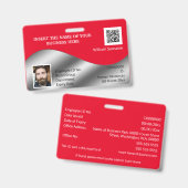 DIY IDカードフェイク銀色 |フォトロゴテンプレート バッジ (表裏)