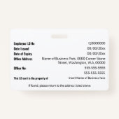 DIY IDカード緑の白い写真モダンロゴテンプレート バッジ (裏面)