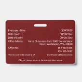 DIY IDカード銀フェイク色のマルーン写真ロゴテンプレート バッジ (裏面)