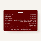 DIY IDカード銀フェイク色のマルーン写真ロゴテンプレート バッジ (裏面)