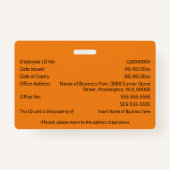 DIY IDカード銀色フェイクオレンジの写真ロゴテンプレート バッジ (裏面)