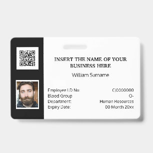 DIY IDカード クラシック シンプル フォト ロゴ ブラック ホワイト バッジ