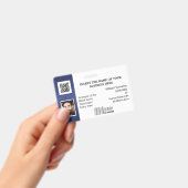 DIY IDカード クラシック シンプル フォト ロゴ 青 白 バッジ (Handheld)