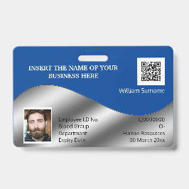 DIY IDカード 偽のシルバー ブルー | フォト ロゴ テンプレート バッジ
