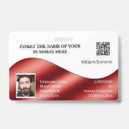DIY ID カード 偽の赤と白 | 写真 ロゴ バッジ