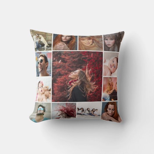 DIY Instagram 13写真私の家族のカスタム クッション (正面)