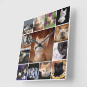 DIY Instagram 13写真|猫の子猫のコラージュ写真 スクエア壁時計 (傾斜)
