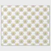 DIY LG金ゴールドフェイクダマスク ラッピングペーパー (フラット)