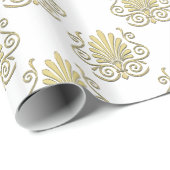 DIY LG金ゴールドフェイクダマスク ラッピングペーパー (ロールコーナー)