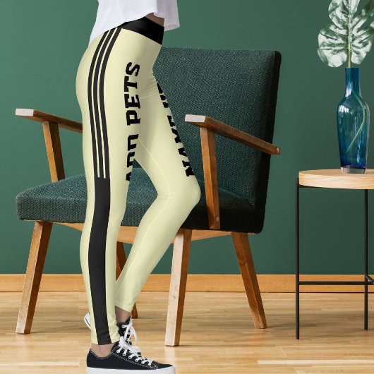 DIY Modern Animal Lover Pet Friends Cat Mom Cream レギンス