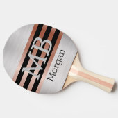 DIY Monogram & Name, Bk/バラ金ゴールドストライプ，シルバー 卓球ラケット (横)