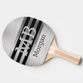 DIY Monogram/Name Bk/Silverブラッシュドストライプシルバー 卓球ラケット (横)