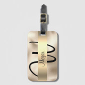 DIY Name/Lg.MonogramスクリプトBlk.文字金ゴールドオン金ゴールド ラゲッジタグ (正面縦)