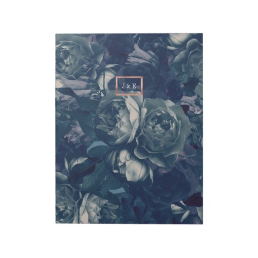 DIY Navy Rose Gold Wedding Euro Envelope Liner ノートパッド (回転)