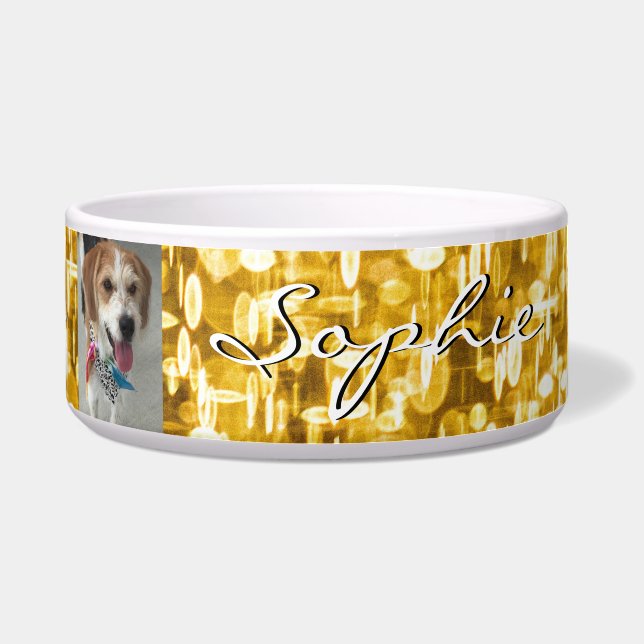 DIY Pet's Name & Photo, 白熱［赤熱］光を放つ金ゴールド続編 ボウル (正面)