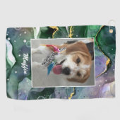 DIY Pet's or Child's Photo & Name，インク抽象芸術10 ゴルフタオル (横)
