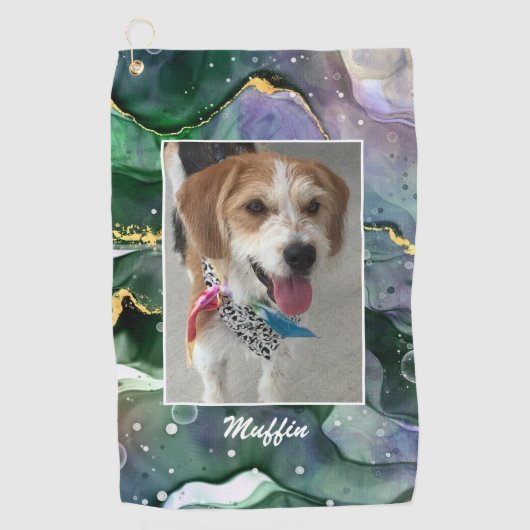 DIY Pet's or Child's Photo & Name，インク抽象芸術10 ゴルフタオル (正面)