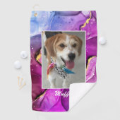 DIY Pet's or Child's Photo & Name，インク抽象芸術3 ゴルフタオル (インサイチュ)