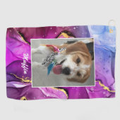 DIY Pet's or Child's Photo & Name，インク抽象芸術3 ゴルフタオル (横)