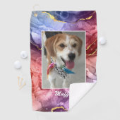 DIY Pet's or Child's Photo & Name，インク抽象芸術4 ゴルフタオル (インサイチュ)
