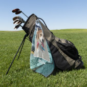 DIY Pet's or Child's Photo & Name，インク抽象芸術9 ゴルフタオル (グリーン)