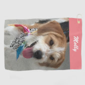 DIY Pet's Photo and Name, Coral ゴルフタオル (横)