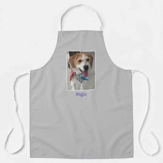 DIY Pet's Photo & Name Or Child, Lt. Gray エプロン (正面)