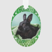 DIY Rabbit on Green Oval Christmas Ornament オーナメント (正面)