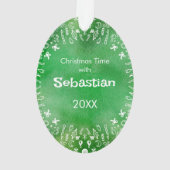 DIY Rabbit on Green Oval Christmas Ornament オーナメント (裏面)