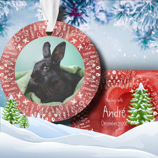 DIY Rabbit on Red Christmas Ornament オーナメント