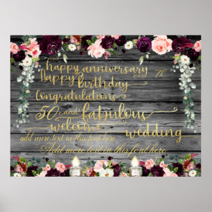 DIY Rustic Fancy Gold Swashed Script Announcement ポスター