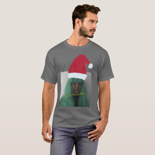 DIY TシャツのSanta hatの下に写真を追加 Tシャツ (正面フル)