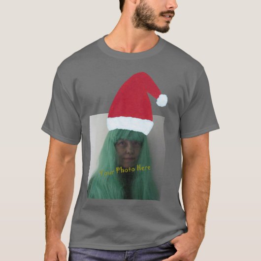DIY TシャツのSanta hatの下に写真を追加 Tシャツ (正面)