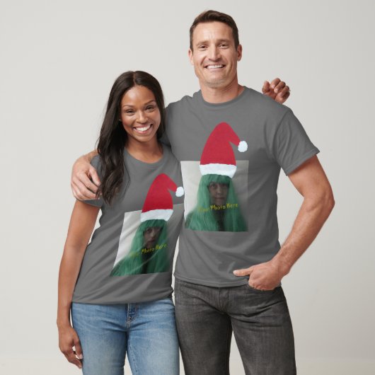 DIY TシャツのSanta hatの下に写真を追加 Tシャツ (ユニセックス)