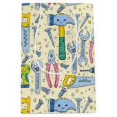 DIY Tool Collection With Doodle Stars ミディアムペーパーバッグ (正面)