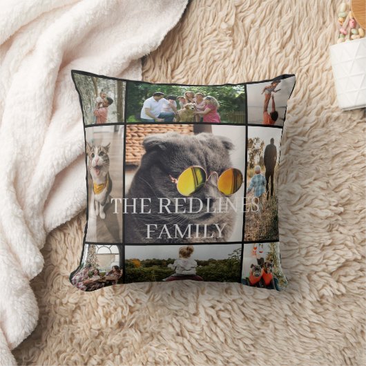 DIY Two-Sided Family Photo Collage Pillow 9Photos クッション (ブランケット)