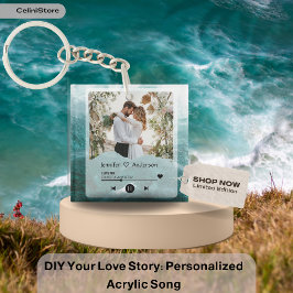 DIY Your Love Story：アクリルパーソナライズされたソング キーホルダー