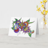 Diya (ランプ)の挨拶状 カード (黄色い花)