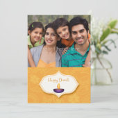 Diya on金ゴールドペイズリー、Diwaliフォトカード 招待状 (スタンド正面)