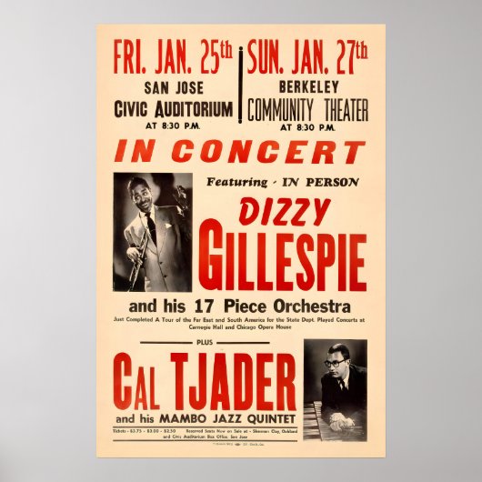 Dizzy Gillespie - Cal Tjader jazz poster - San ポスター (正面)