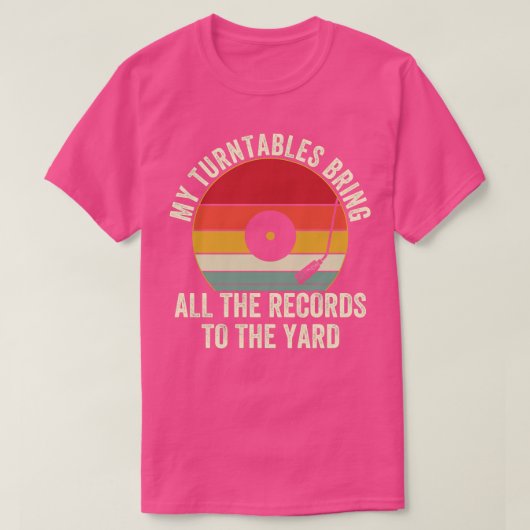 DJおもしろいターンテーブルデザインディスクジョッキー Tシャツ (デザイン正面)