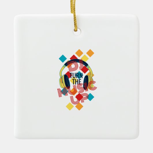 DJが音楽をアップ セラミックオーナメント (正面)