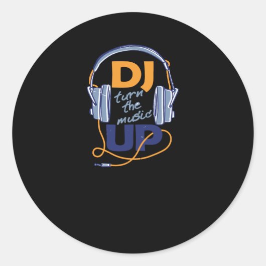 DJが音楽をアップ ラウンドシール (正面)