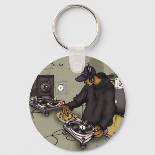 DJと2つのターンテーブルKeychain キーホルダー