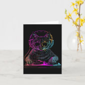 DJねこEDMテクノハウスミュージック 面白い猫好きの方へ カード (黄色い花)